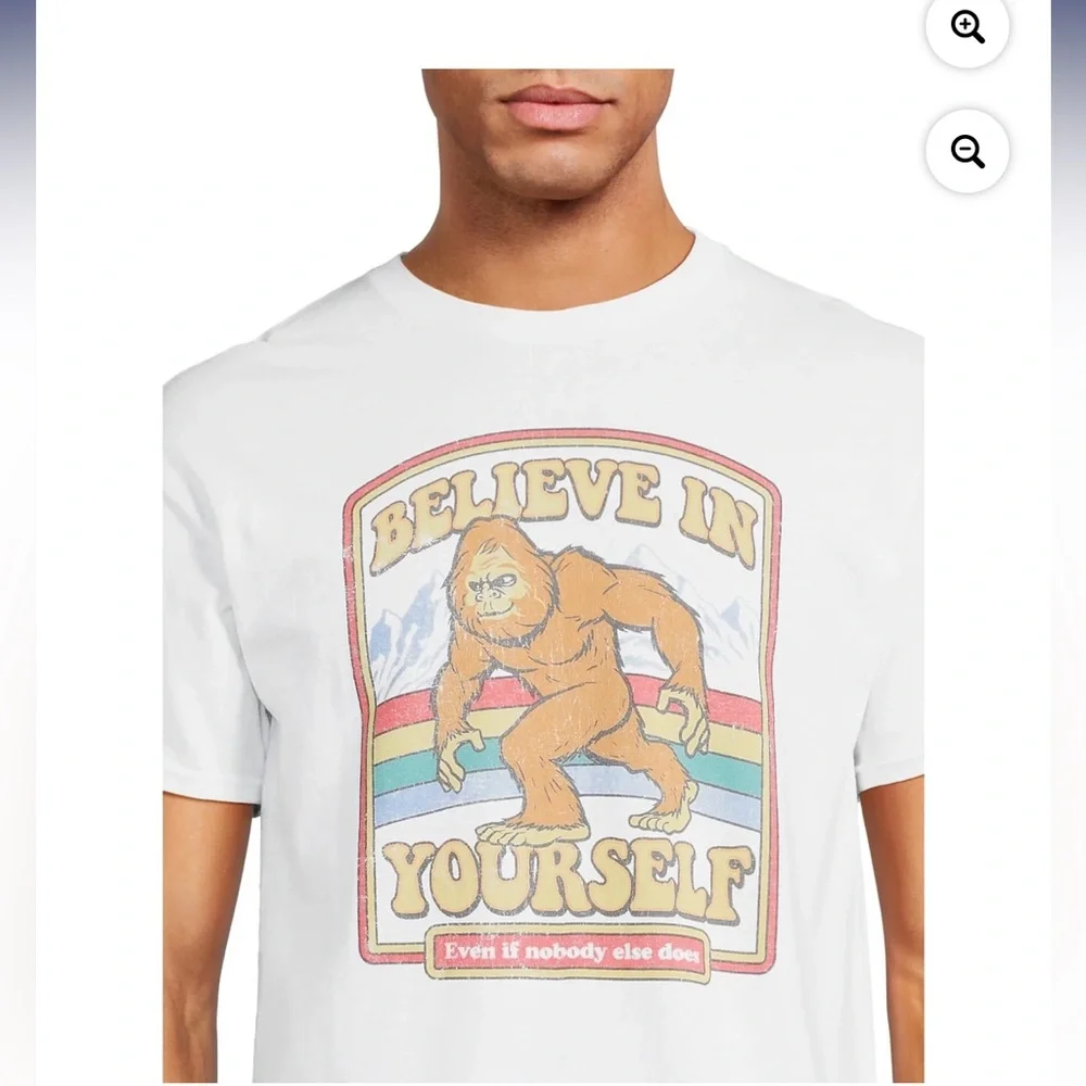JK* White Bigfoot Believe in Yourself Even if Nobody Else Does Shirt Sleeve T-Sh - Picture 2 of 6
